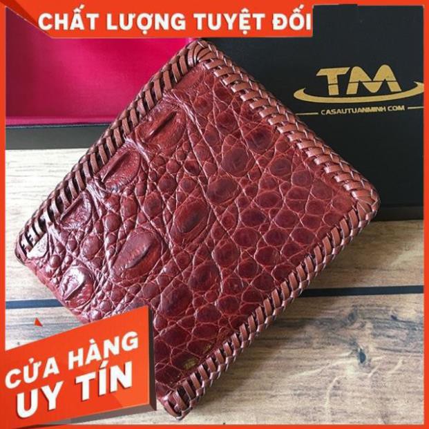 [ Da Cao Cấp 100% ] Bóp Da Cá Sấu Đan Viền - Ví Da Cá Sấu Đan Viền Cao Cấp Giá Rẻ