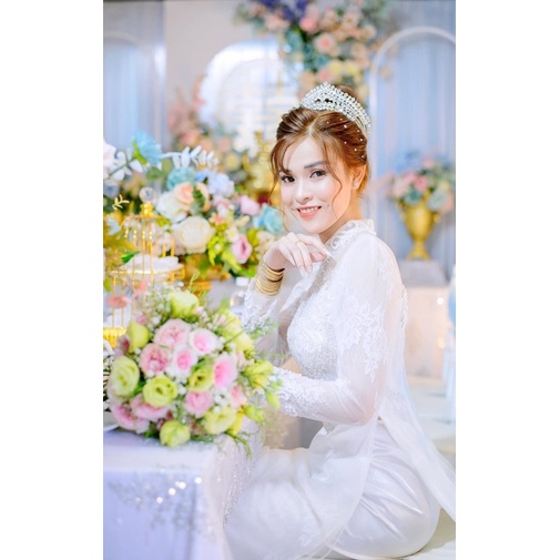 Bộ áo dài kem von