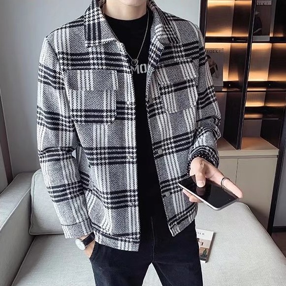 Áo Khoác Dạ Phối Kẻ Dành Cho Nam Chất Cực Dày Dặn Lịch Lãm Sang Trọng