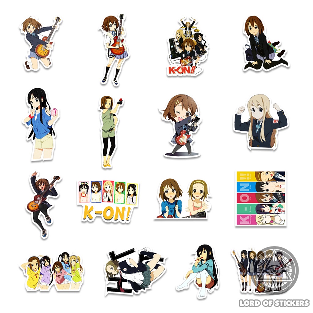 Set 50 Miếng Dán K-ON! Sticker Anime Manga Cute Hài Hước Chống Thấm Nước Trang Trí Mũ Bảo Hiểm, Ván Trượt, Laptop, Sổ