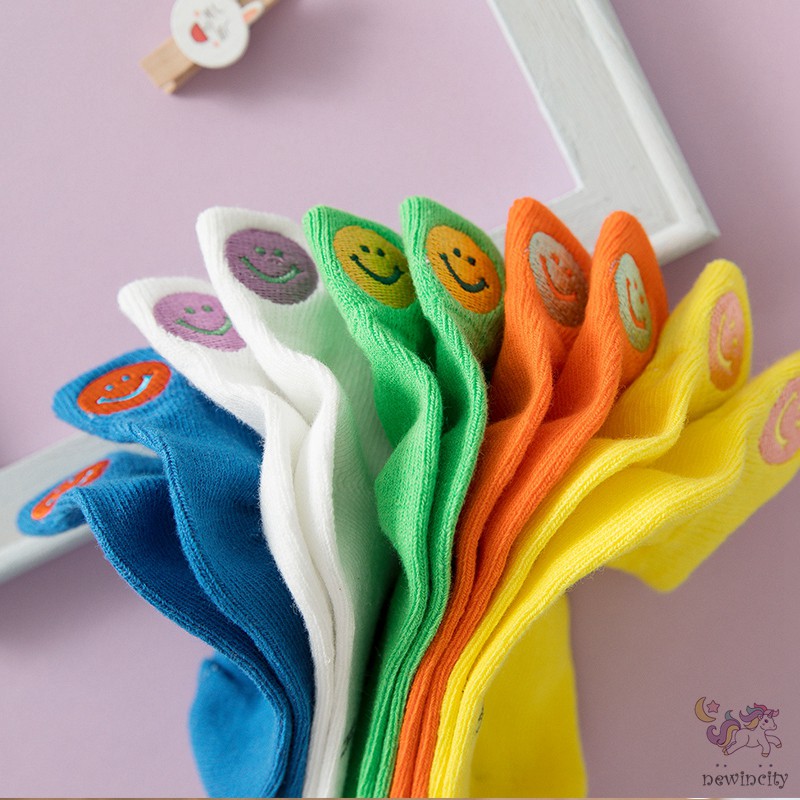 Set 5 Đôi Vớ Cotton Thêu Họa Tiết Hoạt Hình Dễ Thương Dành Cho Bé