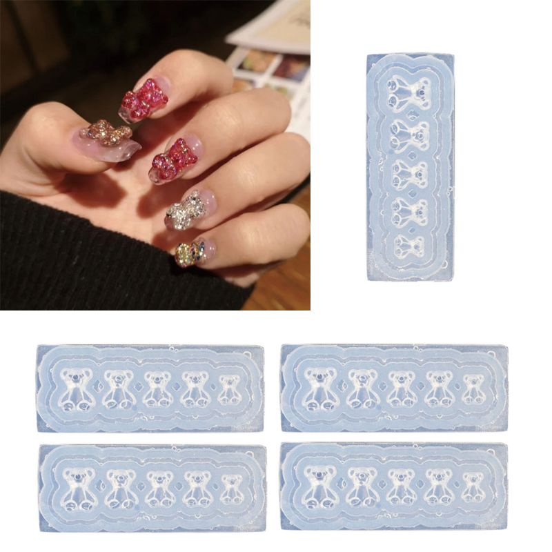 Set 5 Khuôn Silicone Tạo Hình Làm Móng Nghệ Thuật