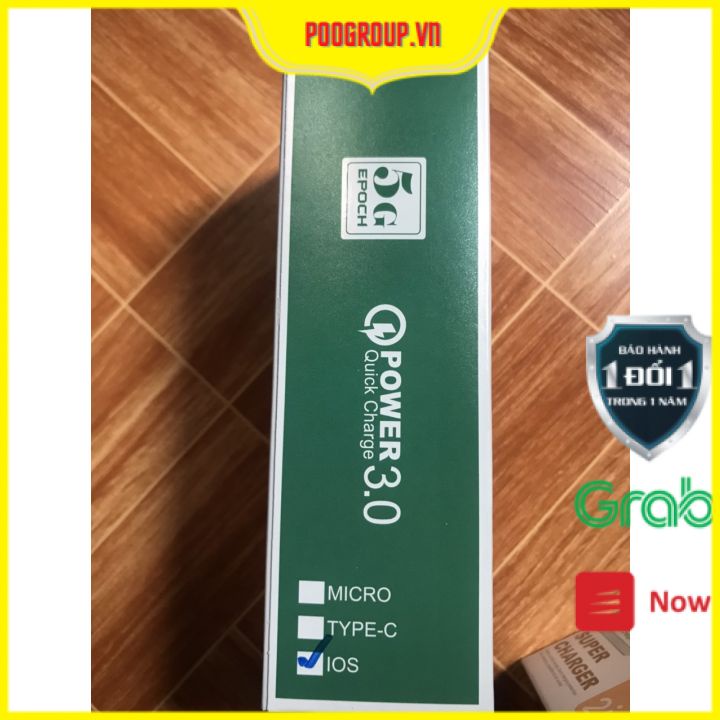2 in 1 bộ cóc cáp sạc nhanh 3A / 5G chính hãng Mobox B14 chuẩn QC 3.0 18w poogroup