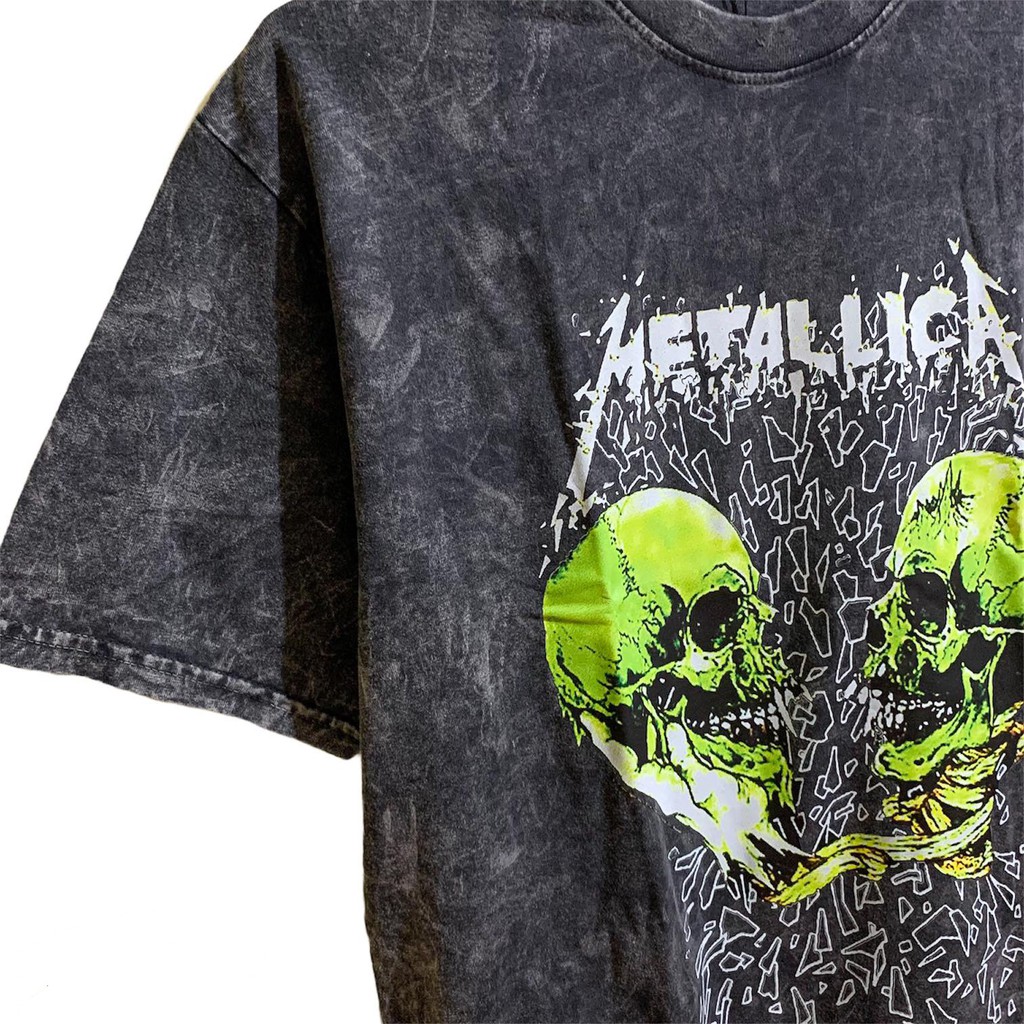 Áo thun Đen Wash màu Metallica - Vintage Rock Wash Tee size Âu (ảnh thật)