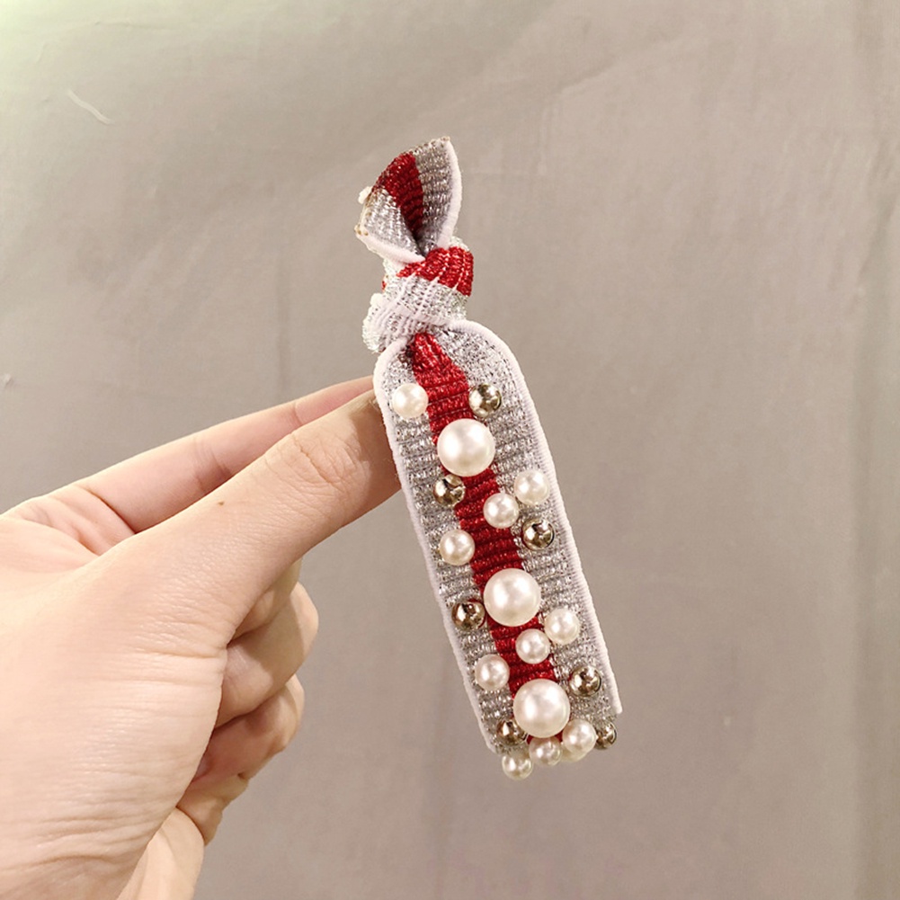 Dây buộc tóc đính ngọc trai giả màu sắc thời trang