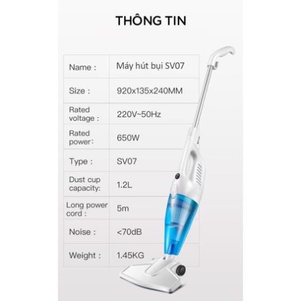 Máy hút bụi PERFECT SV07 650W lực hút 19000 PA. Hút bụi với thiết kế 2 trong 1 có tay cầm, tiện lợi