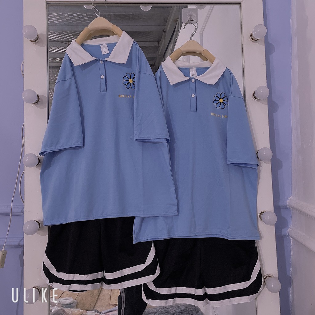 Áo thun POLO nữ tay lỡ có cổ phông form rộng freesize unisex mặc đi học, cặp, nhóm, lớp in hình DỄ THƯƠNG