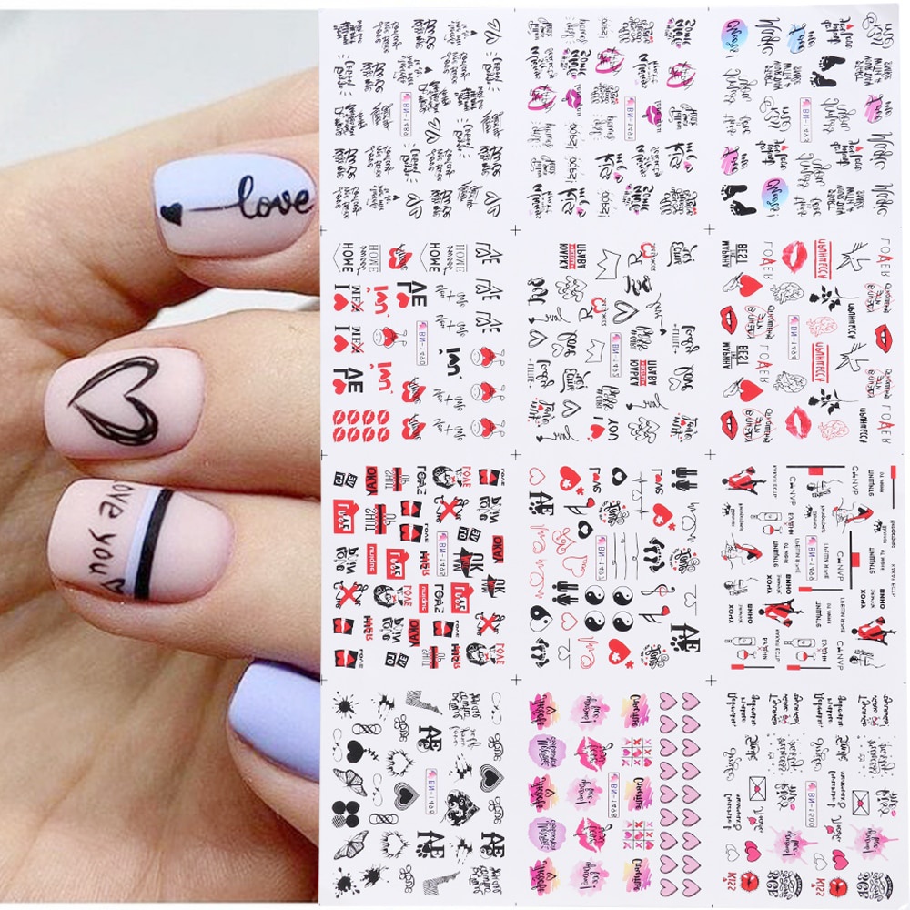 Set 12 Sticker Dán Móng Nghệ Thuật