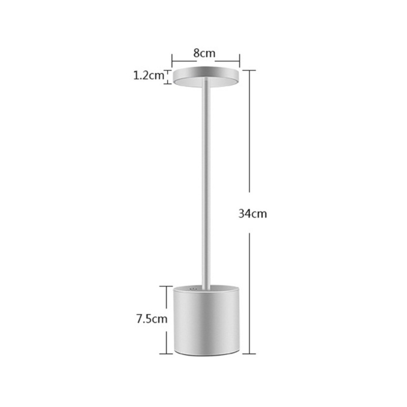 Đèn LED để bàn không dây bằng kim loại 2 cấp độ ánh sáng màu đen/ vàng/bạc có thể sạc lại