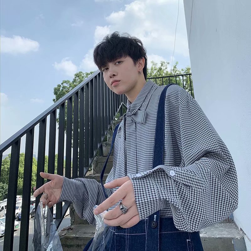 Áo sơ mi dài tay thắt nơ năng động thời trang dành cho nam | BigBuy360 - bigbuy360.vn