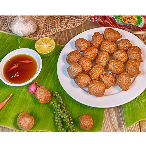 Bò viên chiên Lacusina , bò viên loại 1 - viên thơm mùi bò, dai vừa, chiên lên không teo 500gram