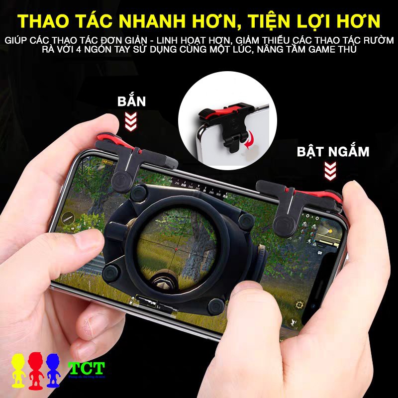 Bộ phụ kiện chơi game điện thoại D9 editon 1 bộ nút bắn, 1 cặp bao tay, 1 tai nghe dành cho tựa game bắn súng