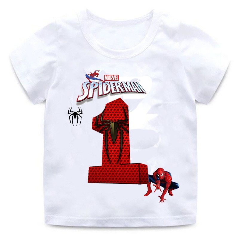 Áo thun trẻ em💖Áo cotton mát mịn họa tiết hoạt hình Spider Man  xinh xắn cho bé trai và bé gái từ 1-7 tuổi
