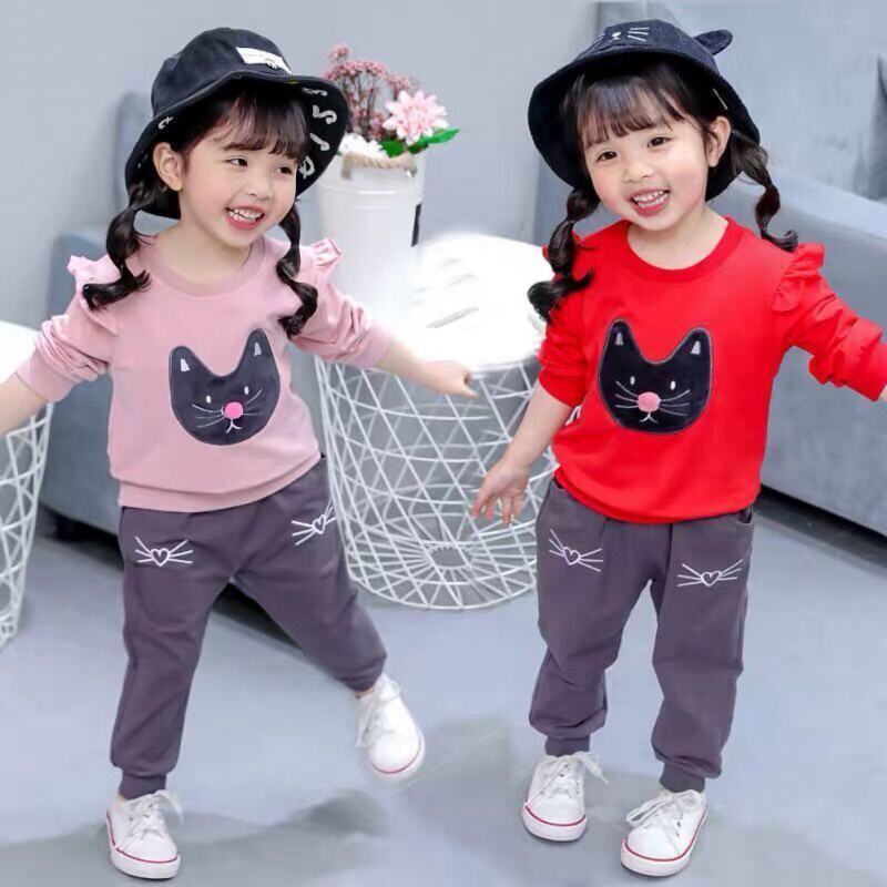 Set Áo Thun Tay Dài &amp; Quần Dài Cho Bé Gái