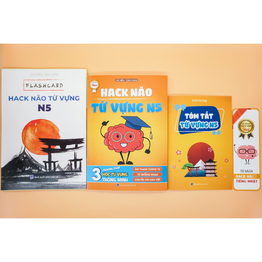 Sách Tiếng Nhật - Combo 5 Hack Não Kanji 1&2 + Hack Não Từ Vựng N5&4 + 1700 Từ Vựng Giao Tiếp