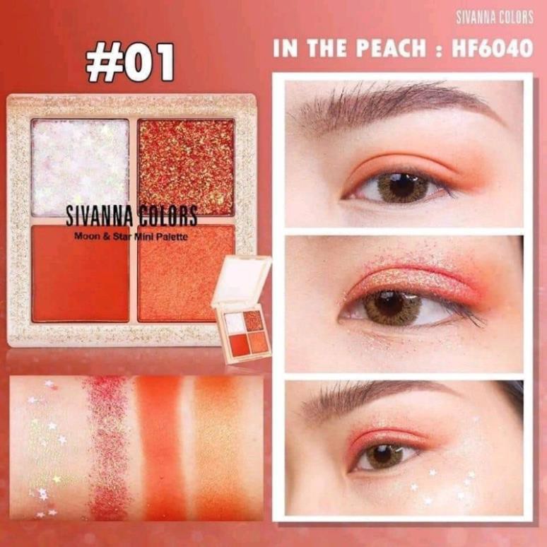 Phấn mắt Sivanna Colors In The Peach Moon &amp; Star Mini Palette HF6040 12g tạo điểm nhấn cho đôi mắt lấp lánh ánh nhìn