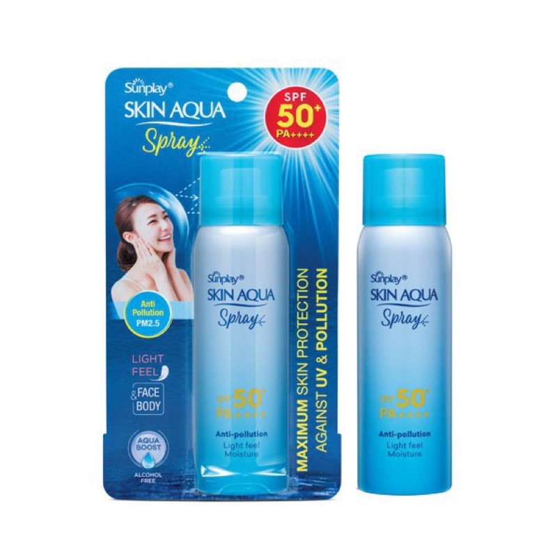 xịt chống nắng sunplay skin aqua spray..SPF50+PA++++ xịt cn kháng bụi. cấp nước khẩn cho da