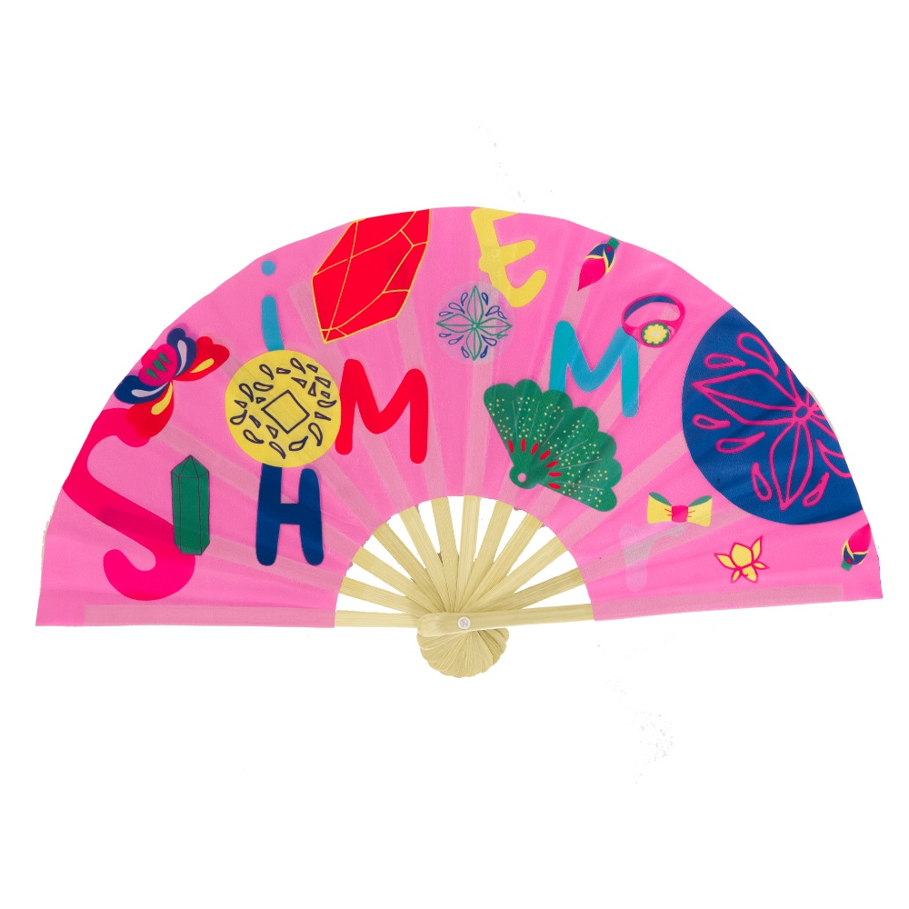 QUẠT GIẤY SHIMMER CẦM TAY &amp; STICKER NHIỀU MÀU CUTE
