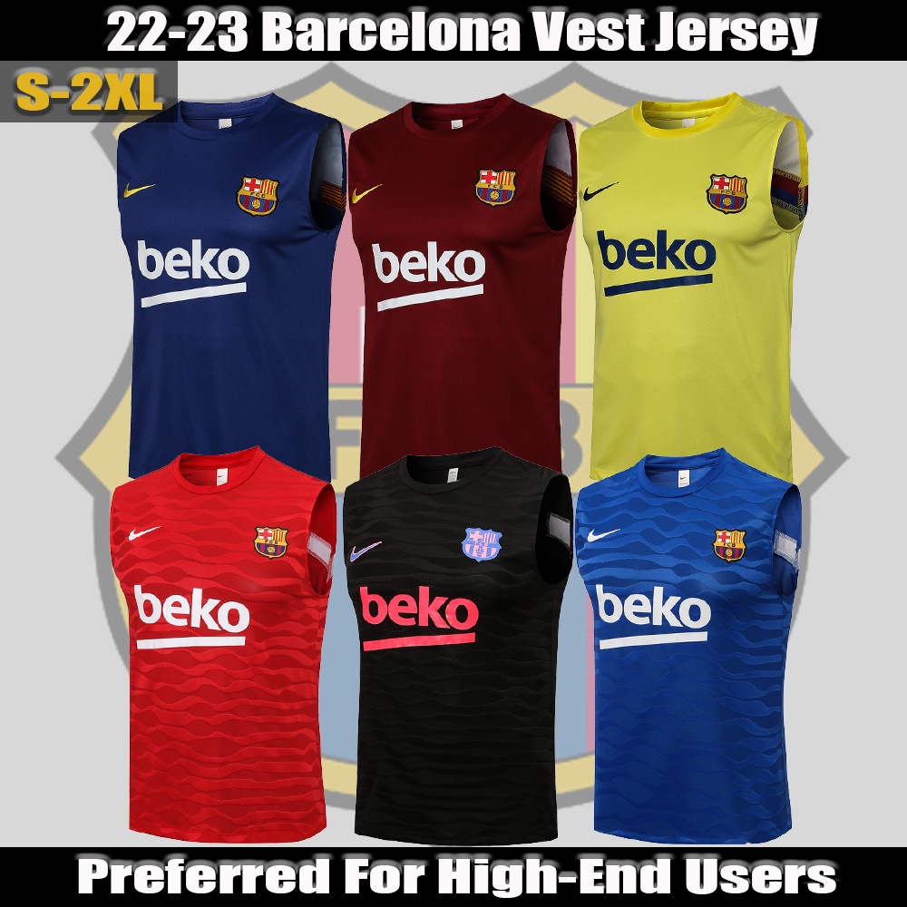 Set Quần Áo Đá Banh Sát Nách In Tên Đội Tuyển Barcelona Mùa Giải 22 / 23