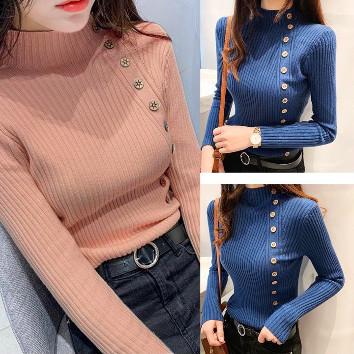 Áo Len Phối Nút Hàn Quốc MSNN1622