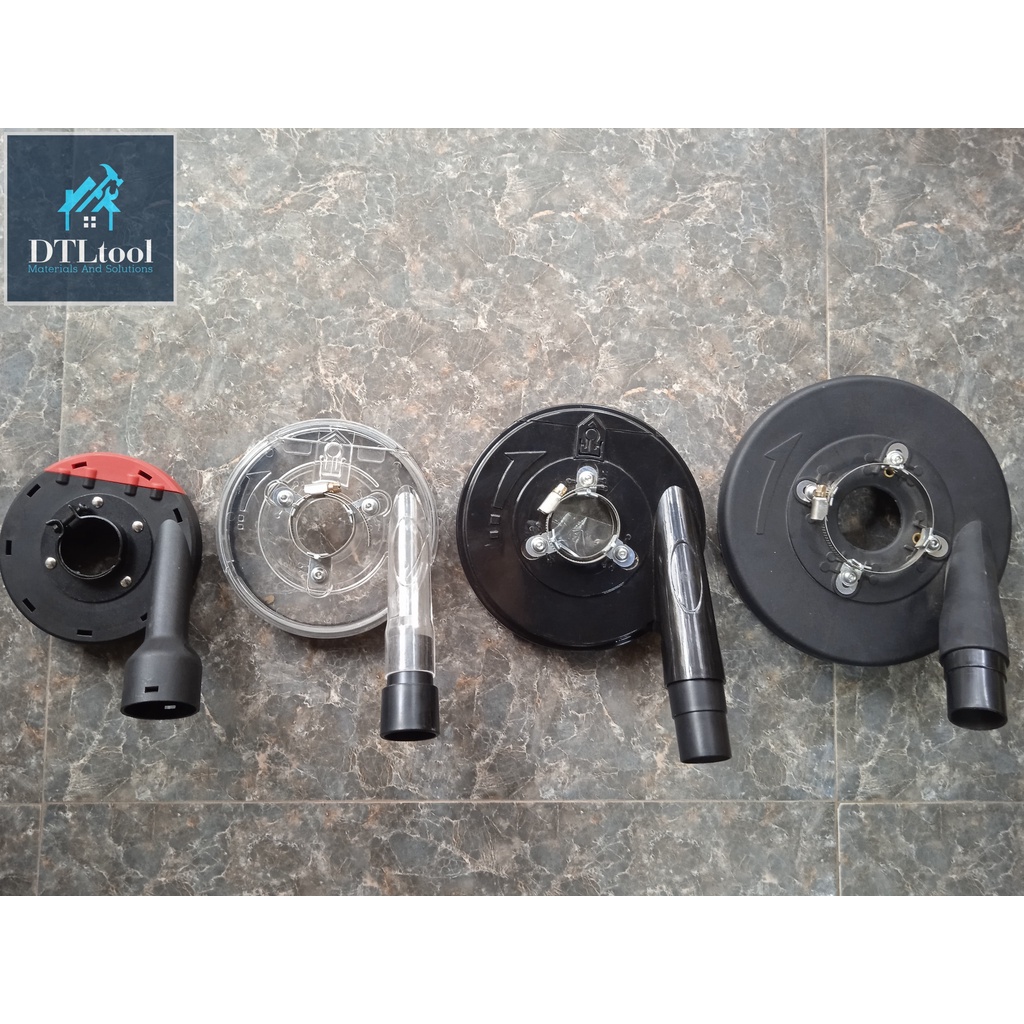 Chụp hút bụi lắp máy mài cầm tay D100mm. Ngăn bụi khi thi công mài, có khay tháo lắp khi mài góc chân tường