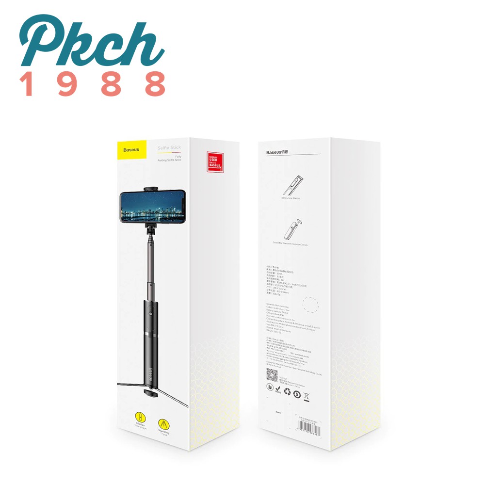 Gậy chụp ảnh selfie hỗ trợ nút bấm Bluetooth pin sạc, tích hợp 3 chân dựng - Baseus Bluetooth Selfie Stick Tripod | BigBuy360 - bigbuy360.vn