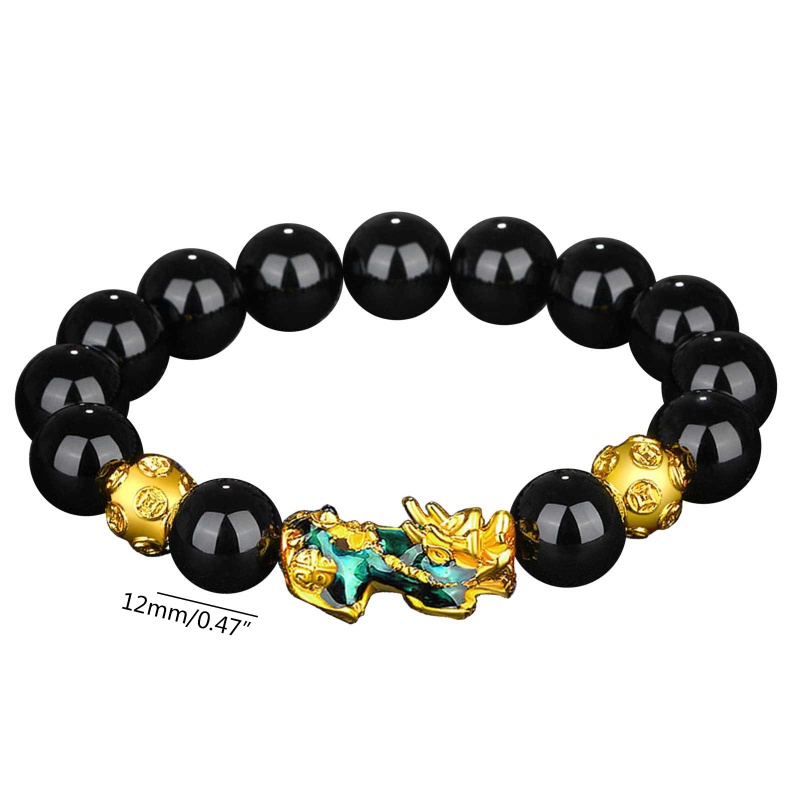 Vòng Tay Chuỗi Hạt Đá Obsidian Hình Rồng May Mắn Cho Nam Và Nữ