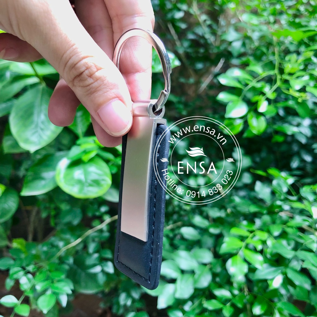 Móc khoá da và kim loại khắc tên/logo theo yêu cầu