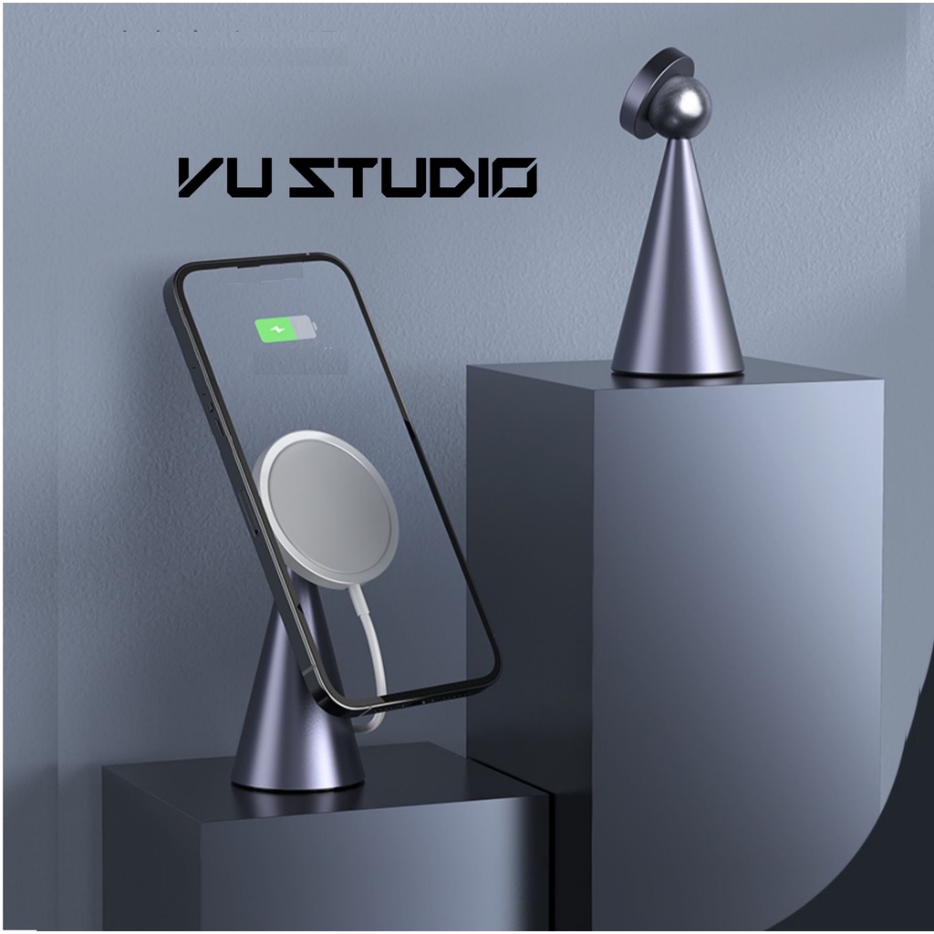 Đế hít điện thoại nam châm từ tính kiêm giá đỡ dock sạc ko dây X20 hình nón cho iPhone