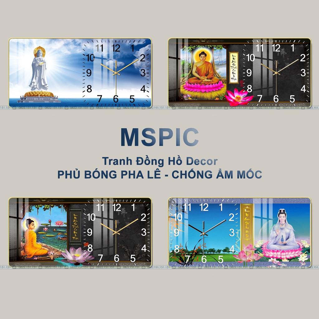 Tranh đồng hồ treo tường trang trí phòng khách, nhà cửa sang - bền - đẹp. Các tranh đồng hồ mẫu Phật ....