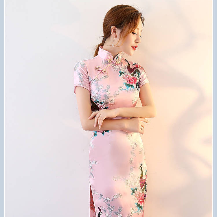 Áo dài Đầm Sườn Xám Cách Tân Dáng Dài Thiết Kế Mới Xinh Xắn Thời Trang