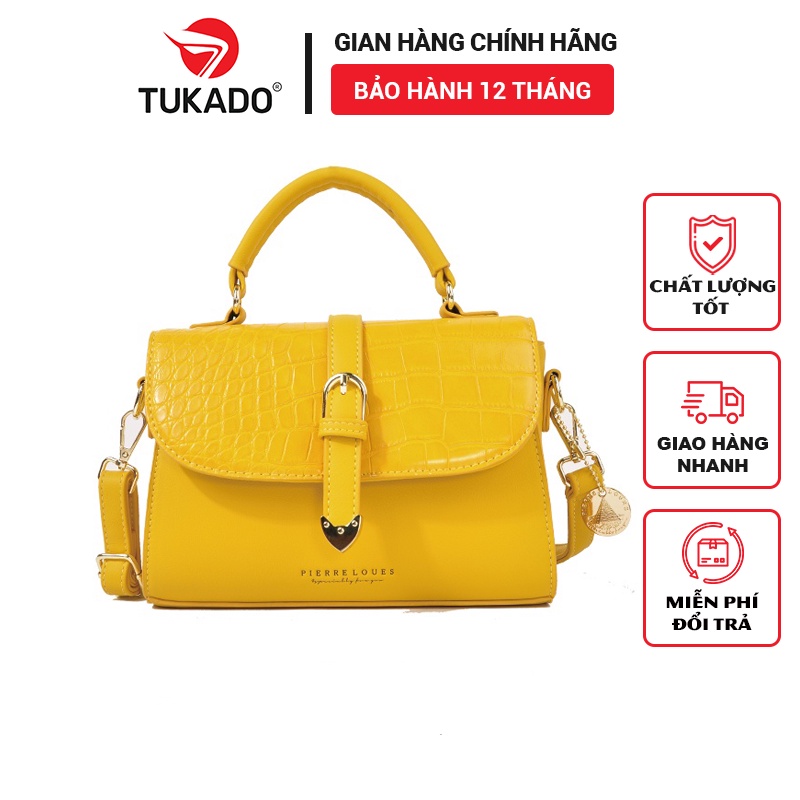 Túi Xách Nữ Đeo Chéo Đeo Vai PIERRE LOUES Dáng Công Sở Thời Trang Phối Vân Da Rắn Cao Cấp Siêu Đẹp Giá Rẻ FY84