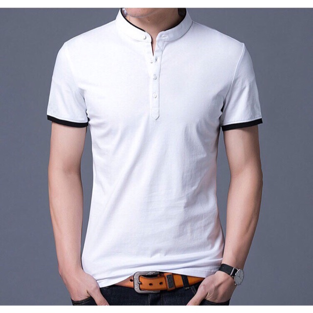 Áo thun nam cổ trụ xuất khẩu style Hàn Quốc