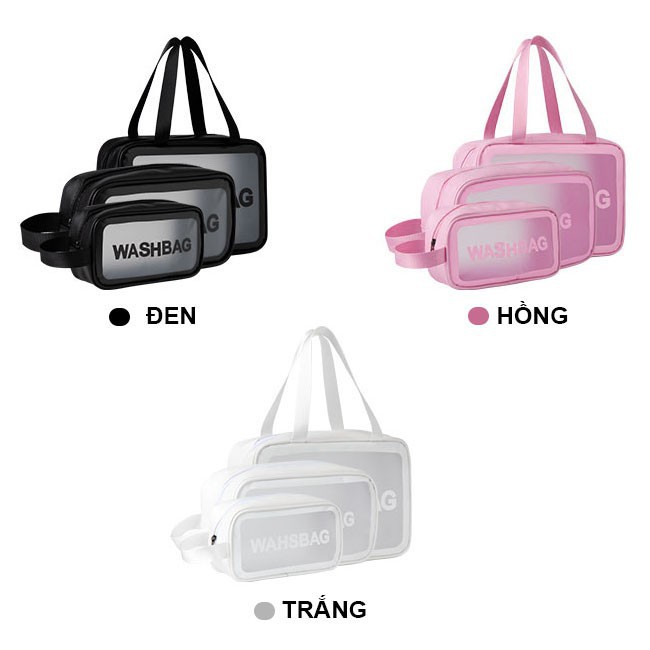 Túi hộp đựng mỹ phẩm, đồ trang điểm đi du lịch quần áo tập gym yoga washbag trong suốt, chống thấm nước nhiều kích thước