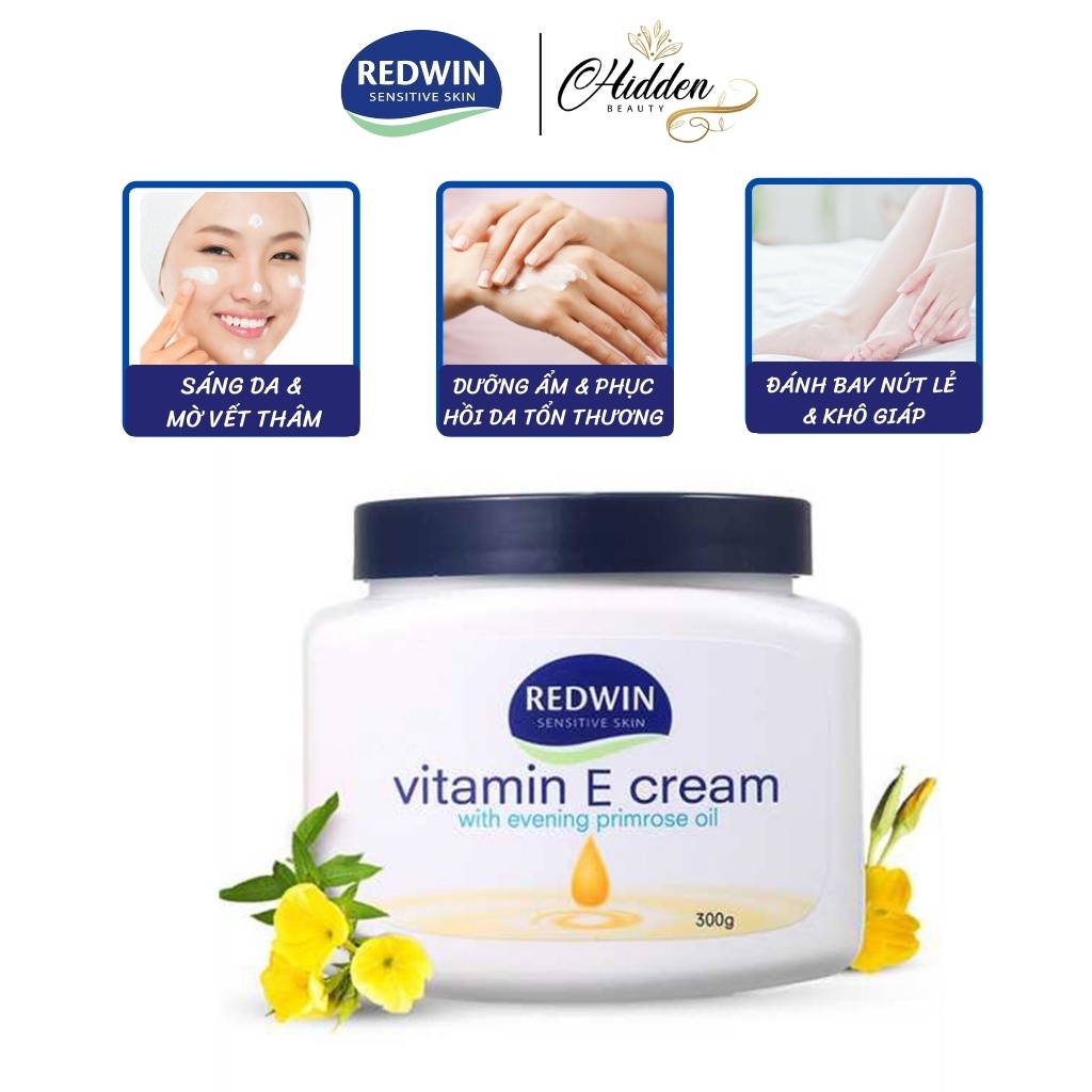 Kem dưỡng da vitamin E Redwin hoa anh thảo giúp trắng da, mờ vết thâm, đánh bay nứt lẻ lọ 300g