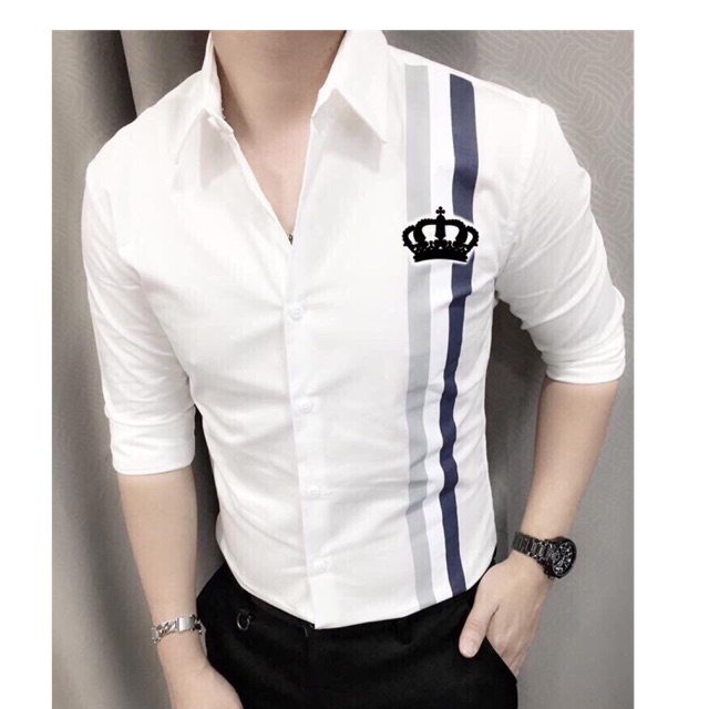 Sơmi Nam hoạ tiết vương miệng