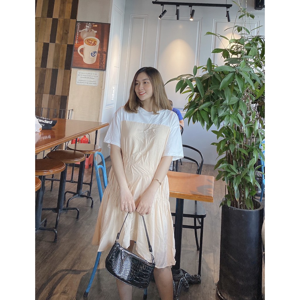 Đầm Bầu nhún xéo trẻ trung