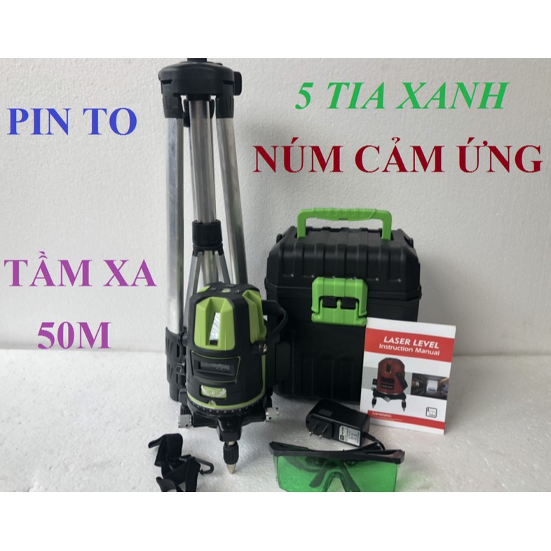 Máy bắn cos cân mực bằng 5 tia Laser xanh dùng trong xây dựng ,đo đạc bảo hành 12 tháng