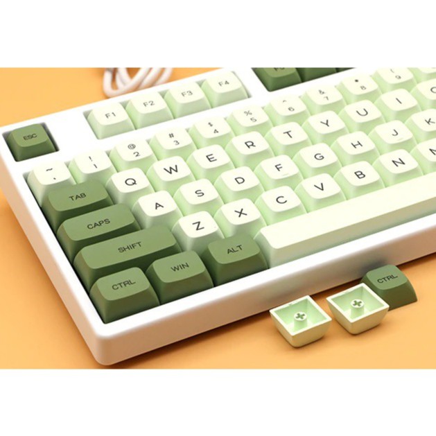 Bộ keycap XDA PBT Matcha Trà Xanh 125 nút in Dye-Sub Font chữ to ( hỗ trợ layout 61 64 87 104 108 Phím )