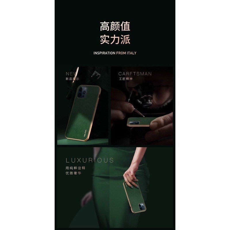 Ốp lưng sulada da xước viền vàng cho iPhone XS max, 11, 11 Pro Max, 12, 12 Pro, 12 Pro max viền dẻo chống sốc chính hãng