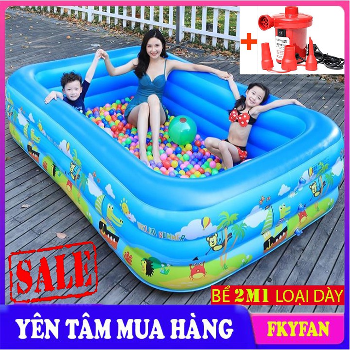 ✹✸Bể bơi phao cho bé size (1m3 / 1m8 2m1) Đáy Chống Trượt, An Toàn Khi Sử Dụng+Tặng kèm Bơm hơi