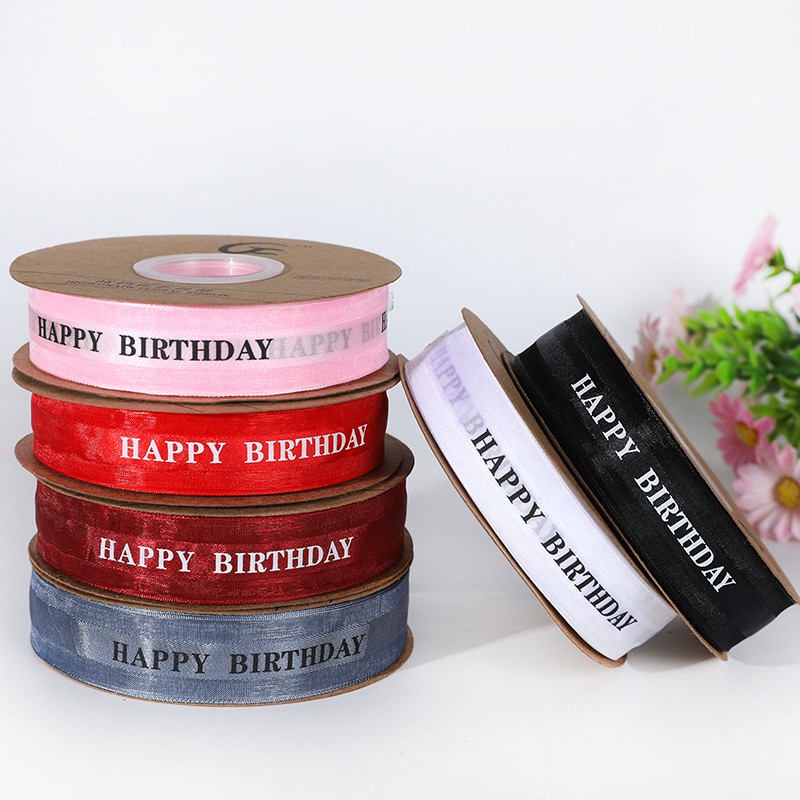 Ruy Băng Happy birthday 2.3cm/45m - phụ kiện trang trí bánh kem