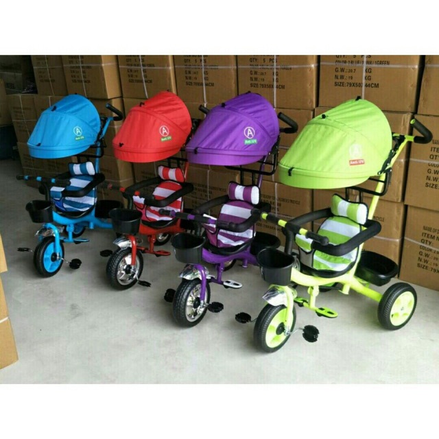 Xe đẩy cho bé 3 bánh có mái che