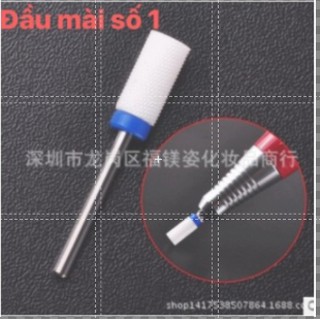Đầu mài móng bằng sứ số1 ( đầu mài mịn , chân nhựa xanh da trời)