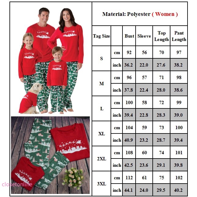 CL❀❀ Family Matching Mom Dad Kids Christmas Pyjamas Long Sleeve T-shirt Pants Sets