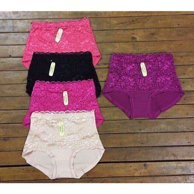 Set 5 Quần Lót Nữ Cỡ Đại(60-72kg) Cạp Cao Kèm Gen Bụng Ren Cotton Mềm Mạ-