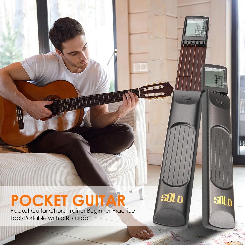 🌟Portable Pocket Guitar 6 Strings Trainer with Chord Chart Screen Practice