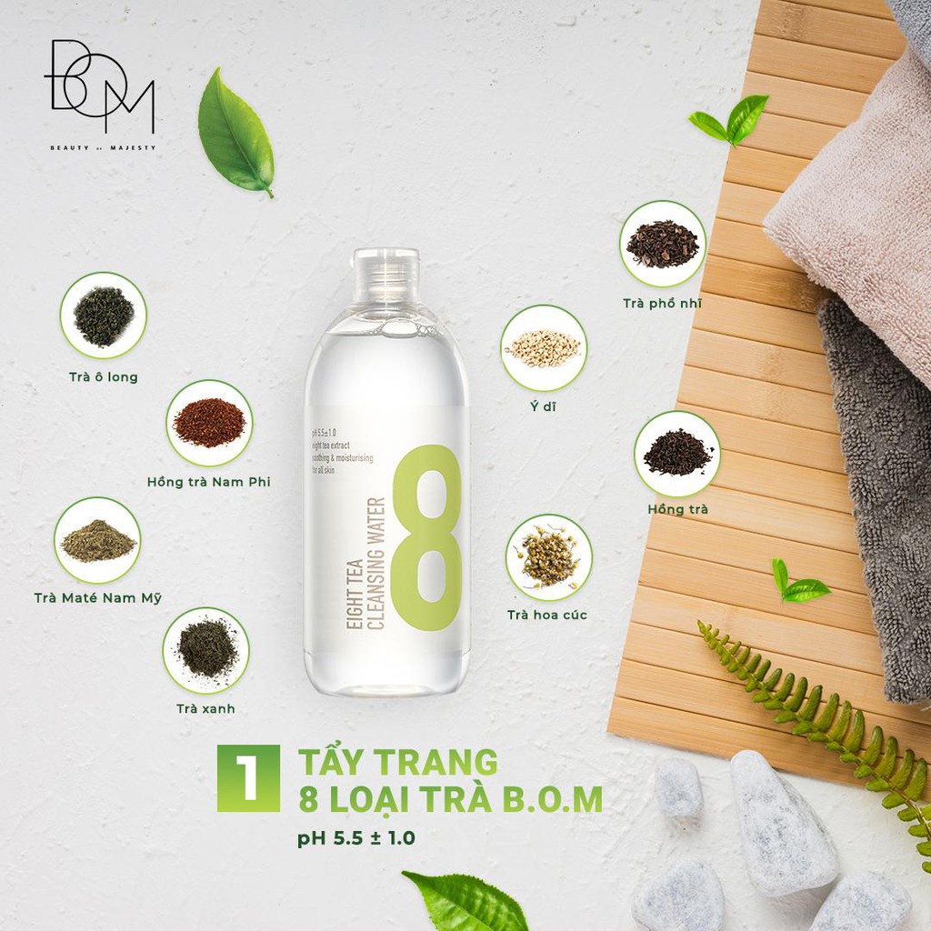 Tẩy Trang 8 Loại Trà BOM Eight Tea Cleansing Water 500ml