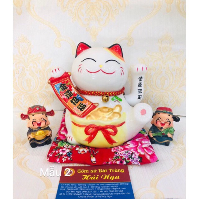 Mèo thần tài may mắn Maneki Neko 16cm vẫy tay (kèm sạc và đệm)