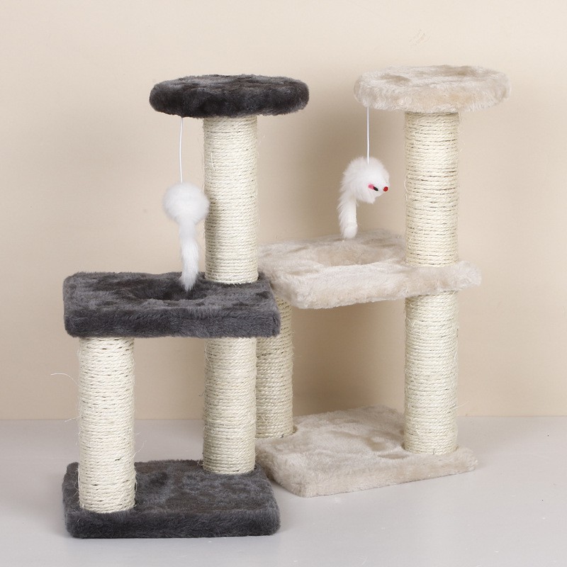 Cây Cào Móng 3 Tầng trụ cào móng (Cattree) Có Đệm Nằm Và Đồ Chơi Cho Mèo (CM3) TATA PET